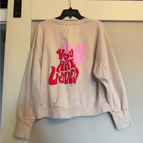 Women's Valentine’s “You are Loved” Sweatshirt with Red Heart - Picture 2 of 2